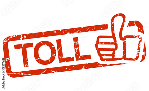 red stamp with text toll