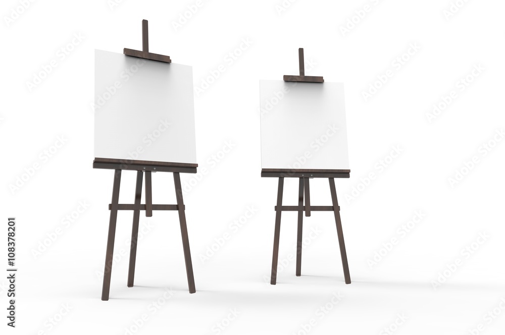 Painting board Easel with and poster signboard isolated Painting board Easel with and poster signboard isolated