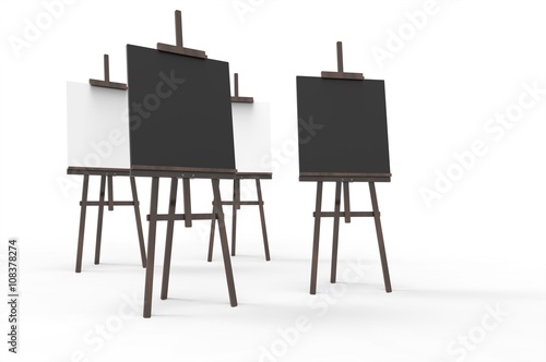 Painting board Easel with and poster signboard isolated