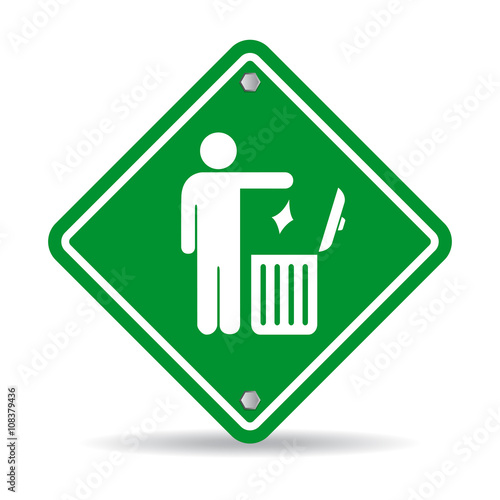 No littering green rhombus sign