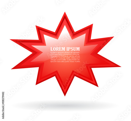Red bursting text star