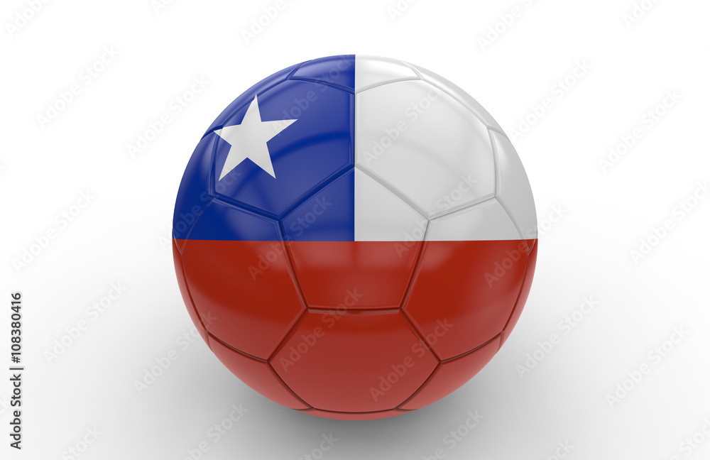Soccer ball with Chile flag; 3d rendering Soccer ball with Chile flag; 3d rendering
