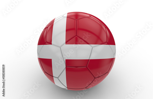 Soccer ball with Denmark flag; 3d rendering