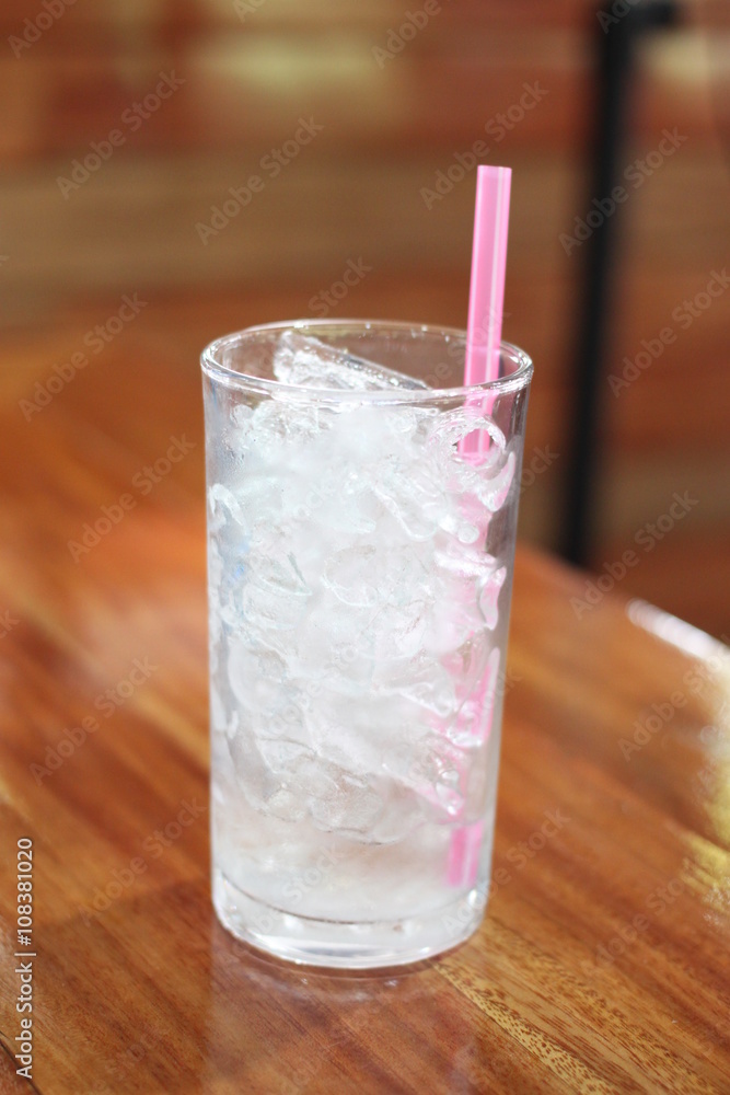 Ice in the glass is placed on the the dining table. Ice in the glass is placed on the the dining table.