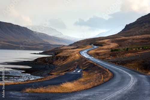 Beautiful mountains by Hvalfjordur fiord. Iceland.