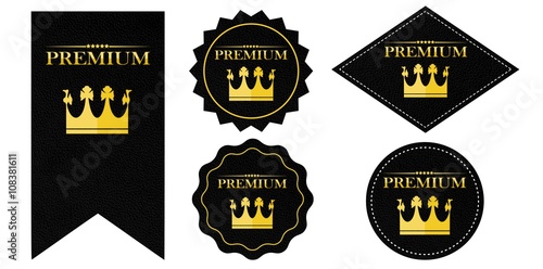 "Premium" Button Siegel schwarz Leder Optik