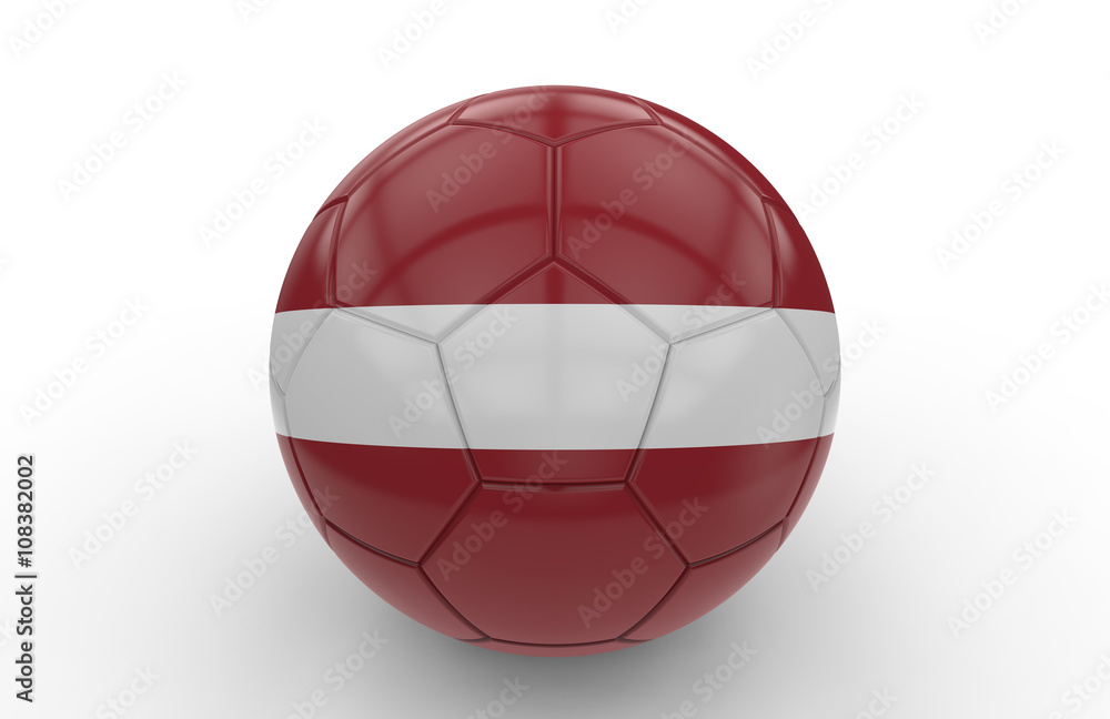 Soccer ball with Latvia flag; 3d rendering Soccer ball with Latvia flag; 3d rendering