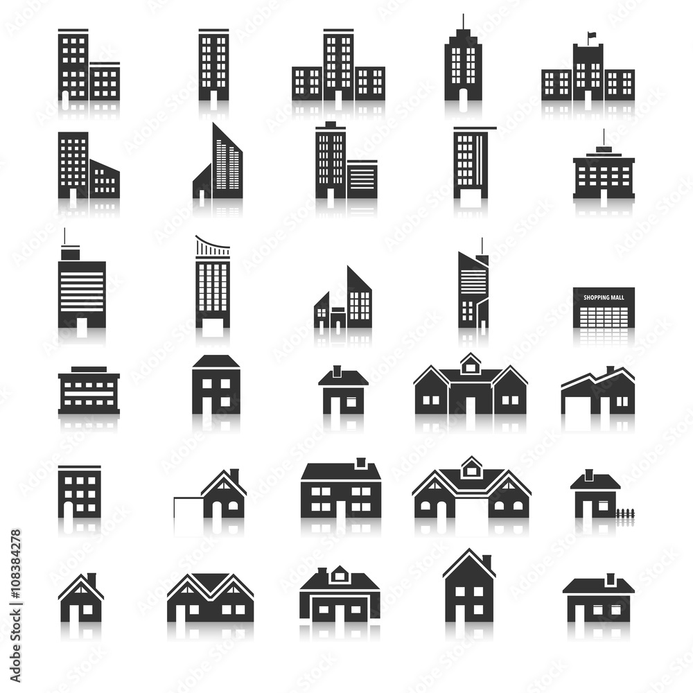 Buildings icons,Vector EPS10.