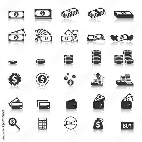 Money and coin icon set,Vector EPS10.