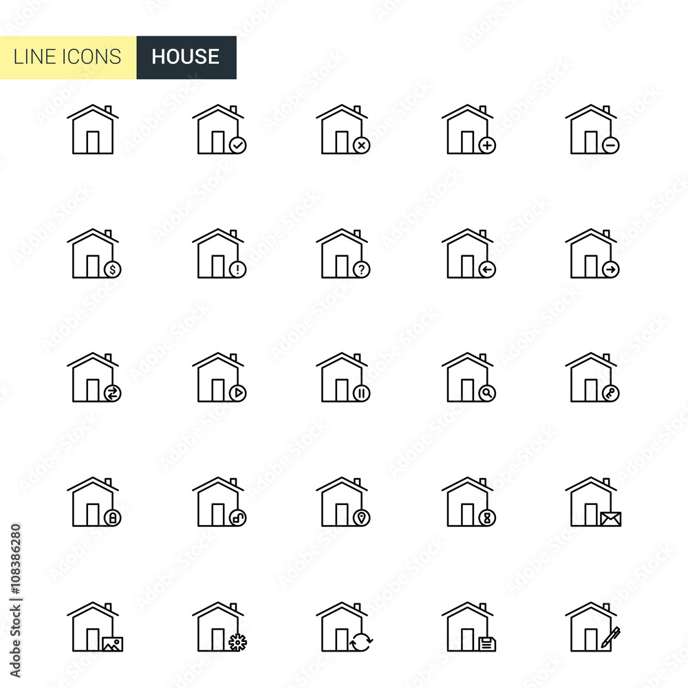 Vector house line icons