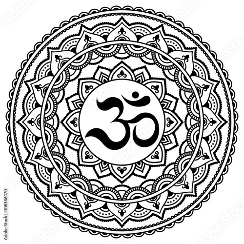 Vector henna tatoo mandala.OM decorative symbol. Mehndi style.
