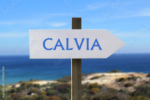 Calvia sign with seashore in the background photo