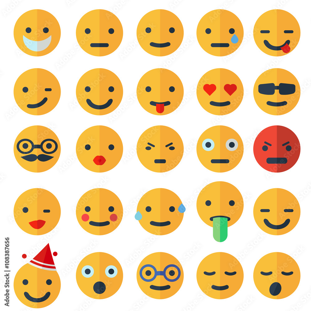 Set of different smileys, flat design Set of different smileys, flat design