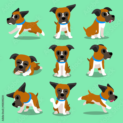 Cartoon character boxer dog poses