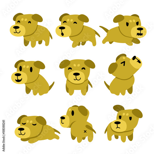 Cartoon character dog poses set