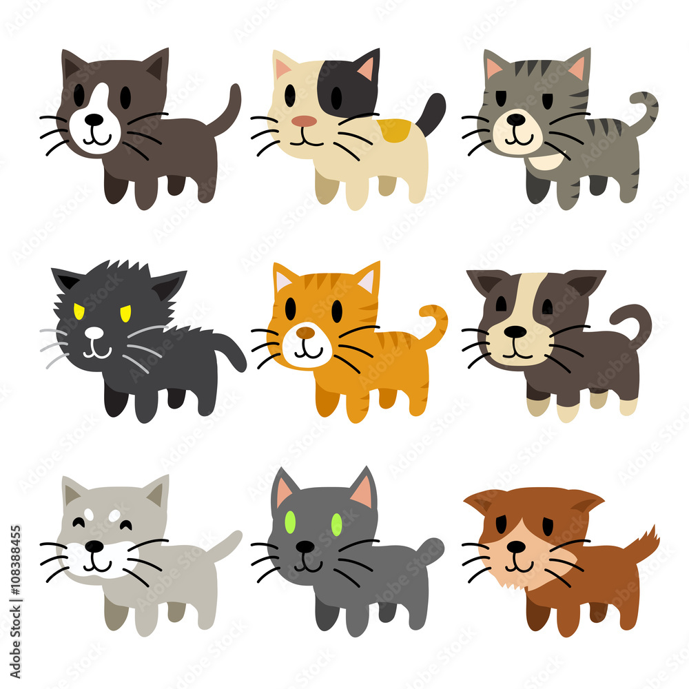Set of cartoon cats Set of cartoon cats