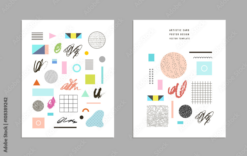 Fototapeta Abstract trendy templates with different geometric shapes and textures