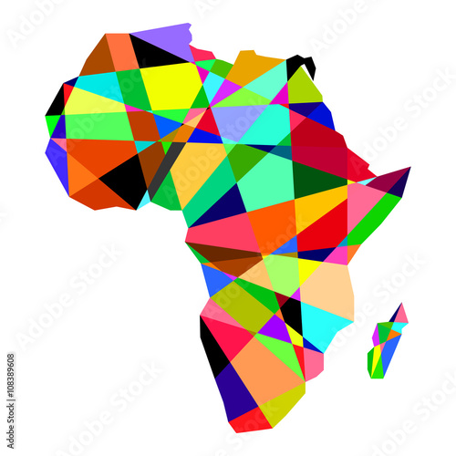 Isolated and colorful map of Africa. Roughly drawn, combined with lines abstract Africa map on white background - Eps10 Vector graphics and illustration