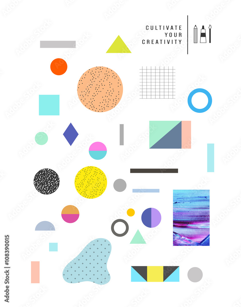 Fototapeta Abstract trendy template with different geometric shapes.