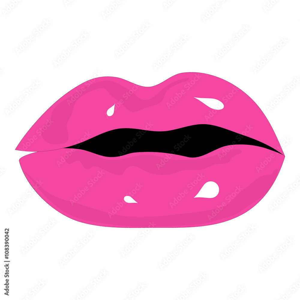 Isolated pink female lips on a white background for beauty and health projects, prints and stickers, logos etc - Eps10 Vector graphics and illustration