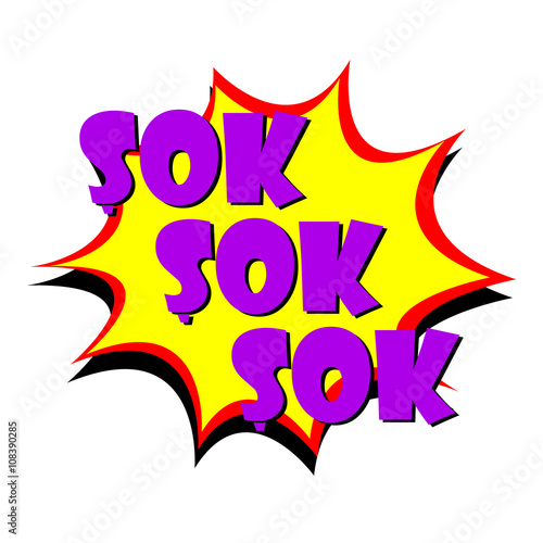 Isolated "Sok" ("Shock" in Turkish) text in pop art comic style with yellow and red bubble on a white background - Eps10 Vector graphics and illustration