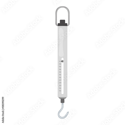 Isolated gray dynamometer with a hook and result indicator for scientific purposes on a white background - Eps10 Vector graphics and illustration