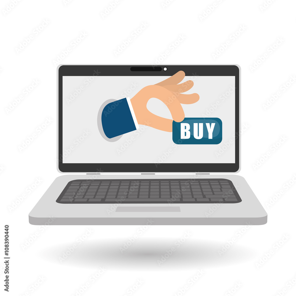 Buy online over white background, laptop design Buy online over white background, laptop design