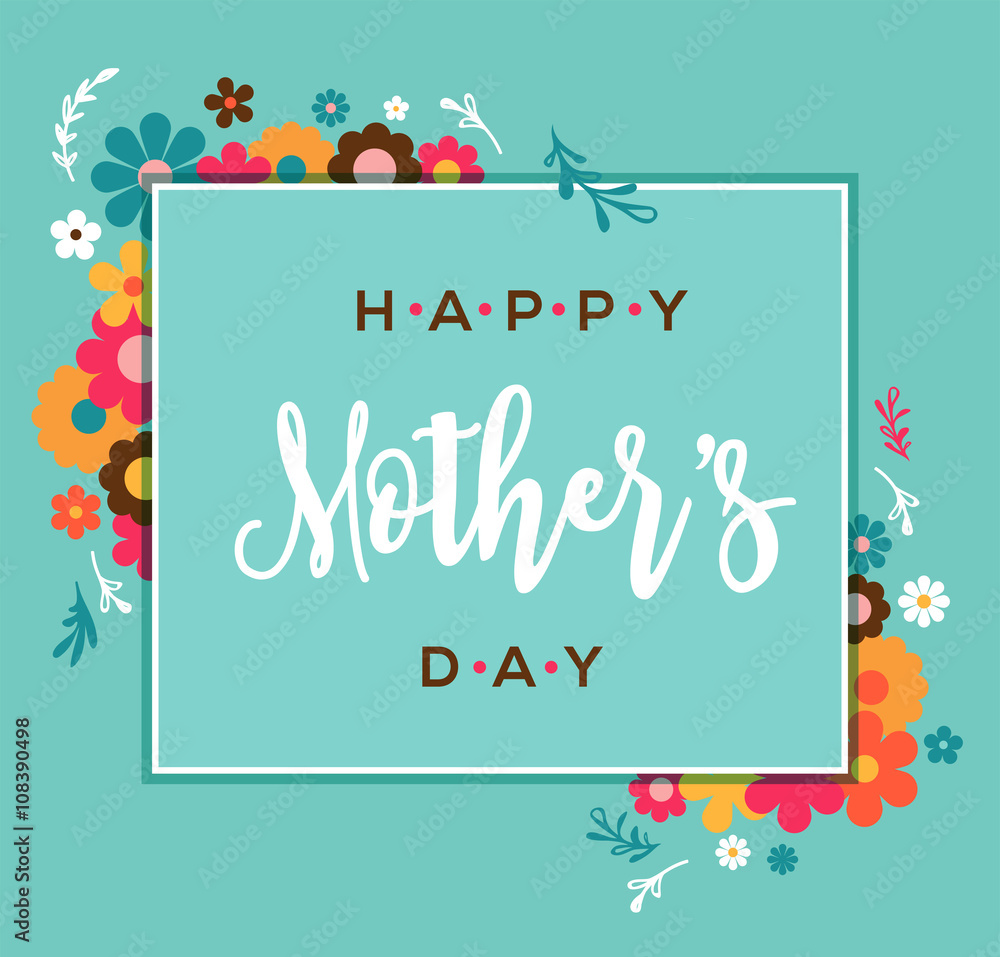 Happy Mother's Day greeting card and lettering design