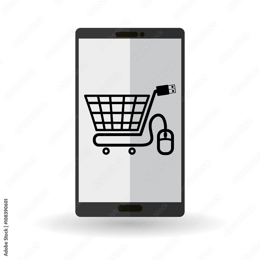 Buy online over white background, mobile vector Buy online over white background, mobile vector