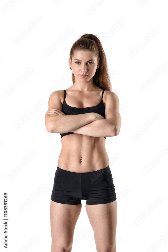 Cutout confident athletic woman in training dress Cutout confident athletic woman in training dress