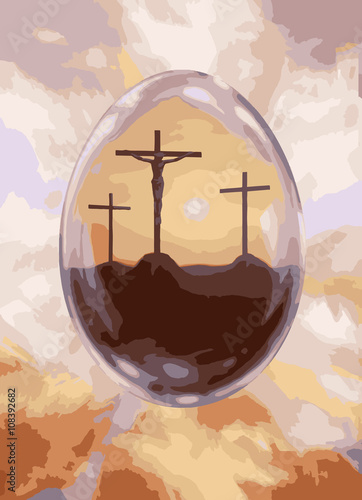 Crucifixion Easter egg vector