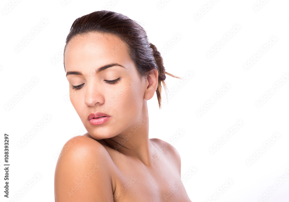 Young beautiful woman face portrait with healthy skin Young beautiful woman face portrait with healthy skin
