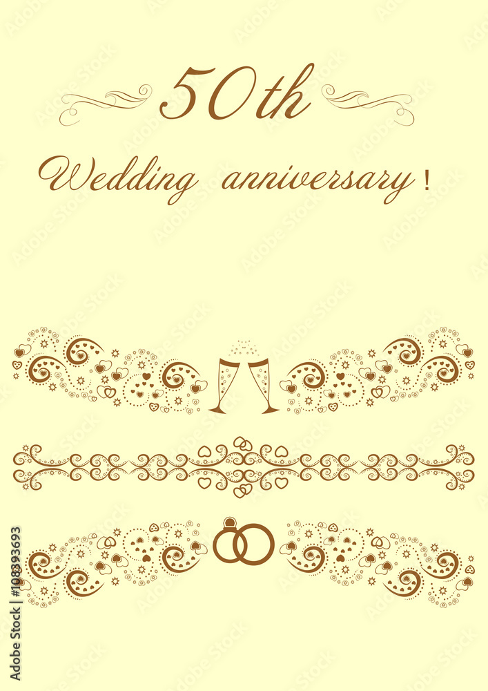   50th Wedding anniversary Invitation original vector Illustrat