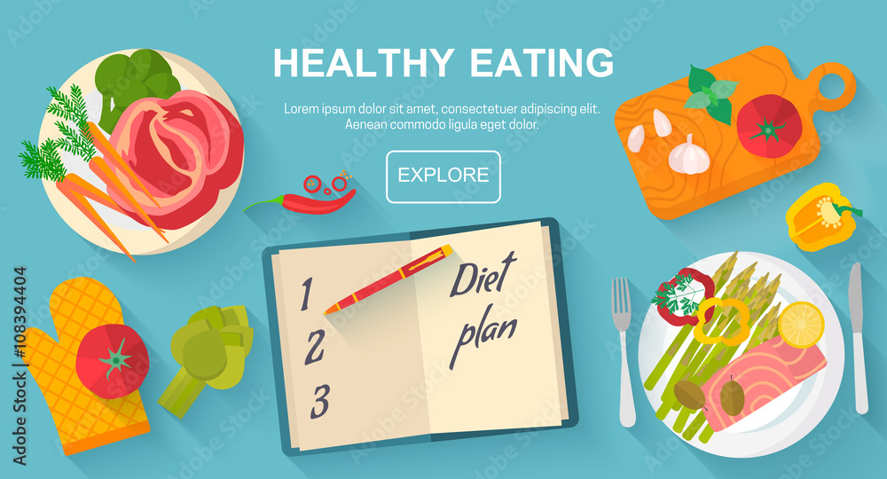 Diet and healthy eating food concept.