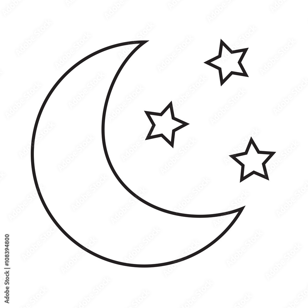 Line icon moon. Vector illustration. Line icon moon. Vector illustration.