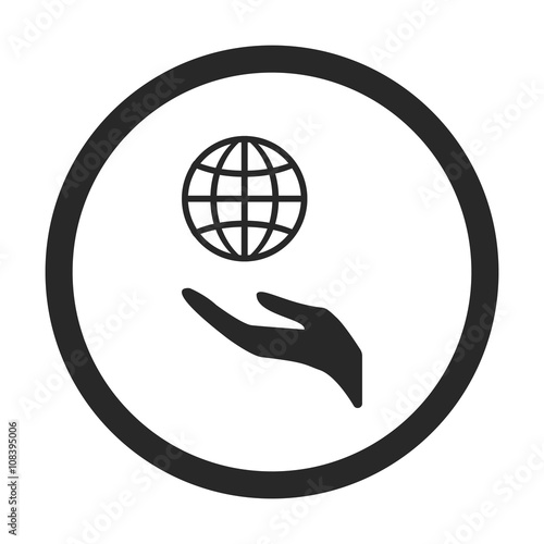 Planet Earth care  sign simple icon on background
