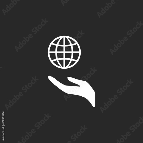 Planet Earth care  sign simple icon on background
