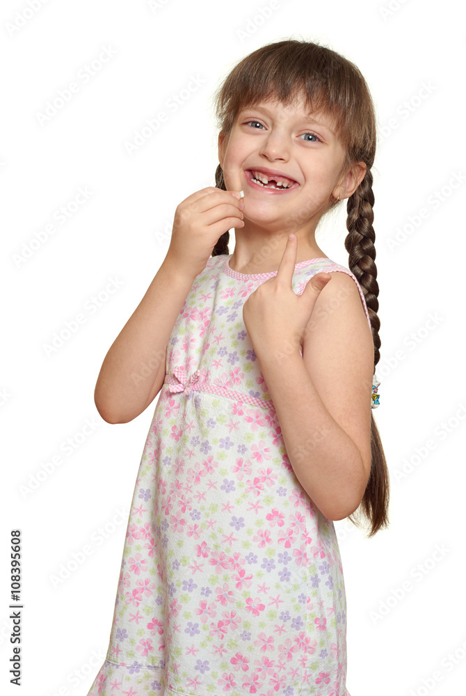 lost tooth girl child portrait having fun, studio shoot isolated on white background lost tooth girl child portrait having fun, studio shoot isolated on white background