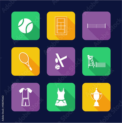 Tennis Icons Flat Design