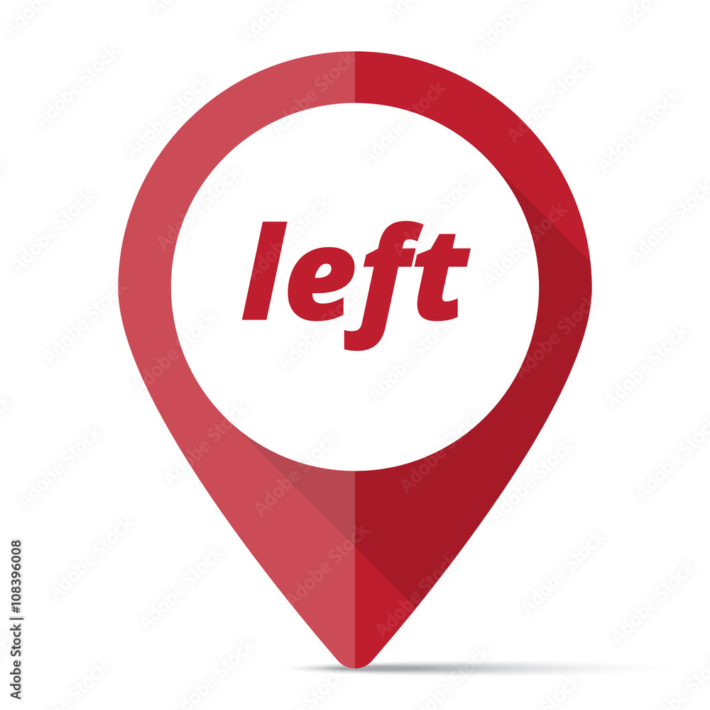 Red Left map pin pointer concept Red Left map pin pointer concept