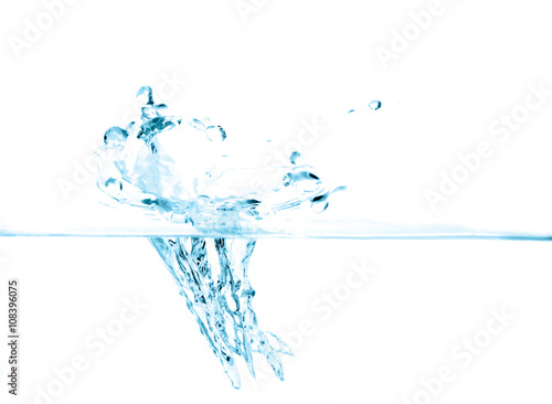Water splash / Water splash on white background. Blue tone.