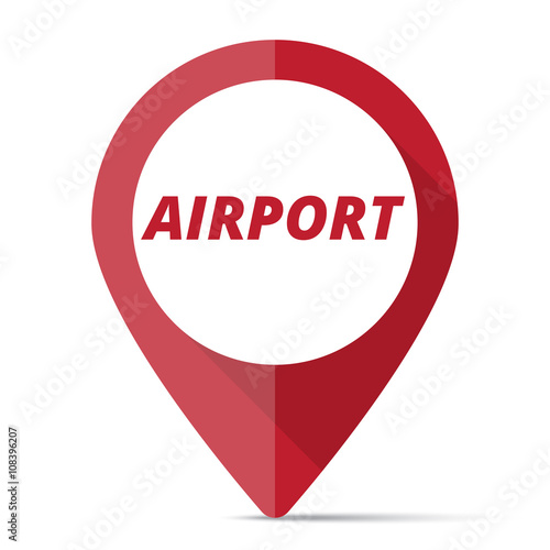 Red Airport map pin pointer concept