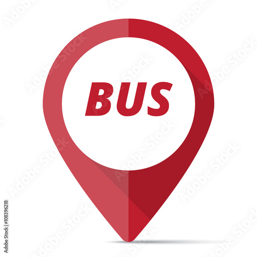 Red Bus map pin pointer concept