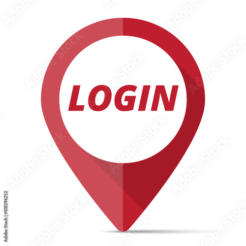 Red Login map pin pointer concept