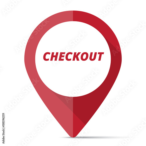 Red Checkout map pin pointer concept
