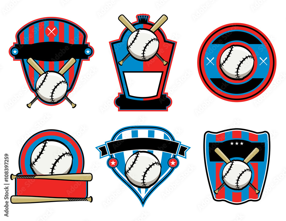 Baseball and Bat Emblems and Badges