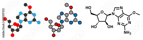 Nelarabine leukemia drug molecule.