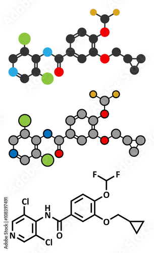 Roflumilast COPD drug molecule (PDE4 inhibitor).