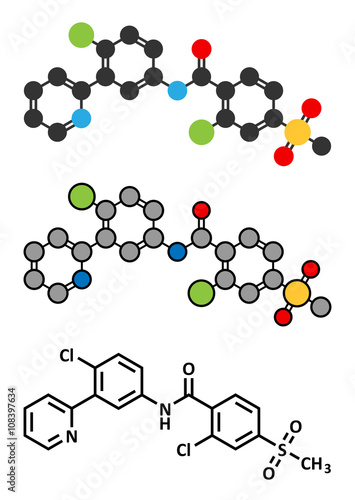 Vismodegib cancer drug molecule. 