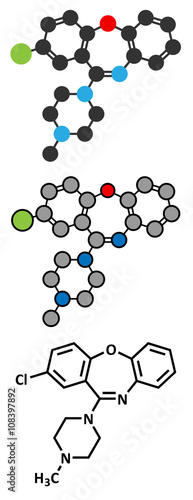 Loxapine antipsychotic drug molecule; used to treat schizophrenia.